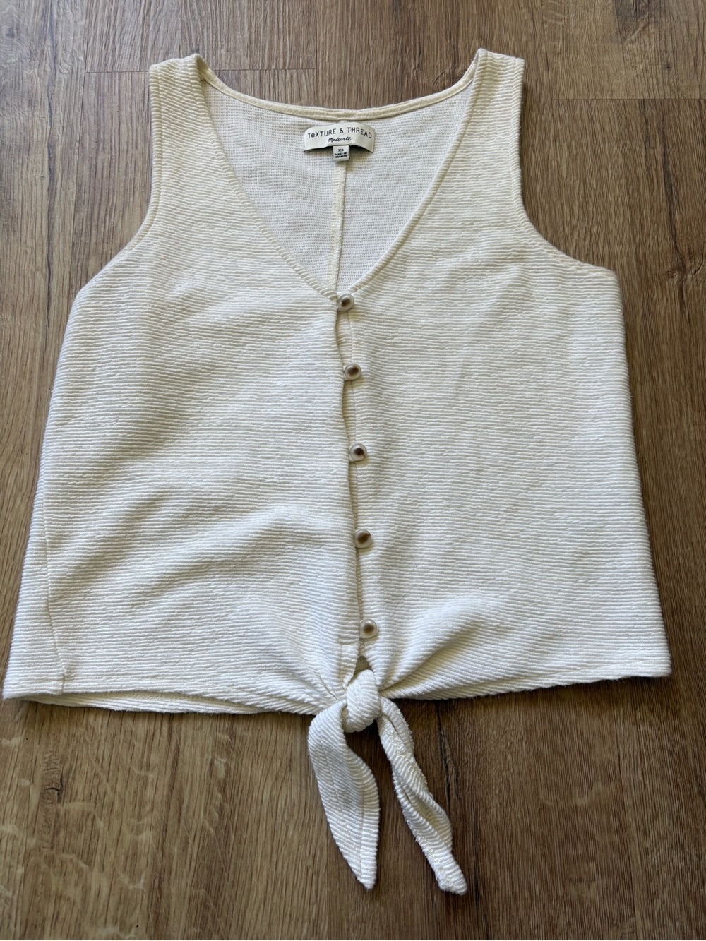 Madewell Cream Tie-Front Button Tank